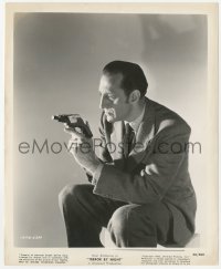 1t908 TERROR BY NIGHT 8.25x10 still 1946 Basil Rathbone as Sherlock Holmes examining gun!