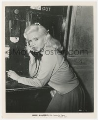 1t959 WAYWARD BUS candid 8.25x10 still 1957 close up of Jayne Mansfield looking annoyed on phone!