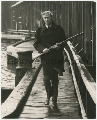 1t379 GET CARTER deluxe English 8x10 still 1971 best portrait of Michael Caine on pier with gun!