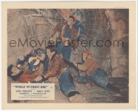1t057 WORLD WITHOUT END color English FOH LC 1956 Hugh Marlowe & men battling giant spider in cave!