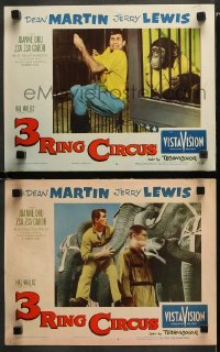 1w808 3 RING CIRCUS 2 LCs 1954 Dean Martin & Jerry Lewis, w/elephants and clowning around w/chimp!