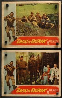 1w817 BACK TO BATAAN 2 LCs 1945 big John Wayne and Anthony Quinn in the Philippines in WWII!