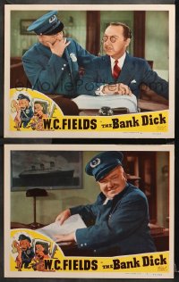 1w818 BANK DICK 2 LCs R1949 great images of wacky W.C. Fields & bank examiner Franklin Pangborn!