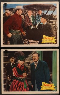 1w835 DAKOTA 2 LCs R1950 John Wayne & pretty Ona Munson in a romantic spectacle of the West!