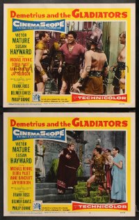 1w840 DEMETRIUS & THE GLADIATORS 2 LCs 1954 Biblical Victor Mature & Susan Hayward!