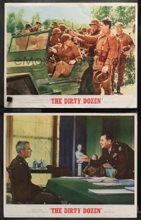 1w844 DIRTY DOZEN 2 LCs 1967 Charles Bronson, Cassavetes in Jeep, Lee Marvin and Ernest Borgnine!