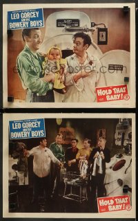 1w862 HOLD THAT BABY 2 LCs 1949 doctor Leo Gorcey, Huntz Hall, Shaw holding child, Bowery Boys!