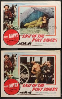 1w876 LAST OF THE PONY RIDERS 2 LCs 1953 Gene Autry hits the trail w/his horse Champion!