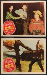 1w882 LOADED PISTOLS 2 LCs 1949 the west isn't big enough to escape singing cowboy Gene Autrey's vengeance!