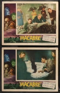 1w886 MACABRE 2 LCs 1958 William Castle, great images of terrified cast members!
