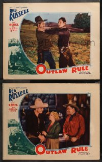 1w907 OUTLAW RULE 2 LCs 1935 Reb Russell fighting Jack Rockwell, Betty Mack and Jack Kirk, rare!