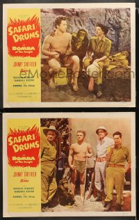 1w922 SAFARI DRUMS 2 LCs 1953 Johnny Sheffield as Bomba the Jungle Boy w/exploration crew, Bestar!