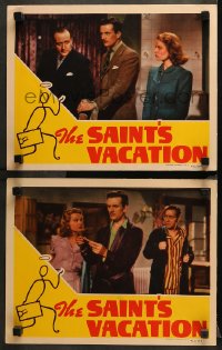 1w924 SAINT'S VACATION 2 LCs 1941 Hugh Sinclair in the title role, wild border art!