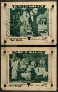 1w943 SO THIS IS MARRIAGE 2 LCs 1929 Guy Voyer, Norma Pallat, ultra-rare cards from comedy short!