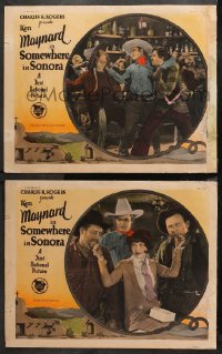 1w947 SOMEWHERE IN SONORA 2 LCs 1927 Ken Maynard, Collins, lost silent California cowboy western!