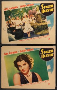 1w956 STOLEN HEAVEN 2 LCs 1938 great images of jewel thieves Gene Raymond & Olympe Bradna!