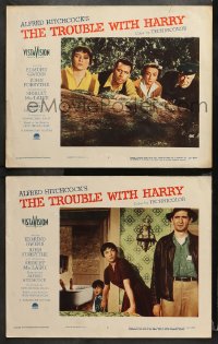 1w978 TROUBLE WITH HARRY 2 LCs 1955 Alfred Hitchcock mystery, Shirley MacLaine, Royal Dano!