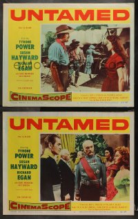 1w985 UNTAMED 2 LCs 1955 Tyrone Power & sexy Susan Hayward in Africa with native tribe!