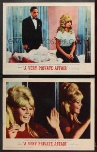 1w987 VERY PRIVATE AFFAIR 2 LCs 1962 Louis Malle's Vie Privee, both with sexy Brigitte Bardot!
