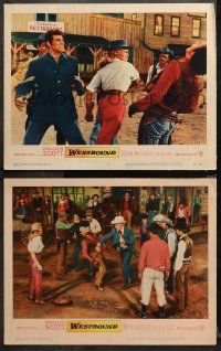 1w991 WESTBOUND 2 LCs 1959 western cowboy Randolph Scott is hellbound for glory, Budd Boetticher!