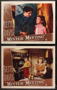 1w995 WINTER MEETING 2 LCs 1948 great images of gorgeous Bette Davis & Jim Davis!