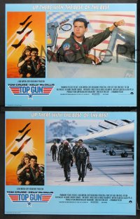 1w437 TOP GUN 7 English LCs 1986 great images of Tom Cruise & Kelly McGillis, Navy fighter jets!