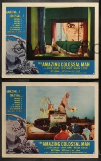 1w035 AMAZING COLOSSAL MAN 8 LCs 1957 AIP, Bert I. Gordon, border art by Kallis, rare complete set!