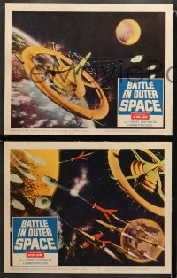 1w447 BATTLE IN OUTER SPACE 6 LCs 1960 cool special effects scenes with ships attacking each other!