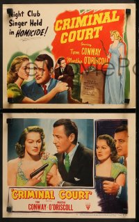 1w088 CRIMINAL COURT 8 LCs 1946 w/great tc art of Tom Conway & Martha O'Driscoll w/gun, Robert Wise!
