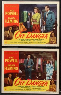 1w502 CRY DANGER 5 LCs 1951 film noir, cool images of sexy Rhonda Fleming and Dick Powell!