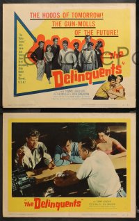 1w098 DELINQUENTS 8 LCs 1957 Robert Altman, teen with knife threatens pre-Billy Jack Tom Laughlin!