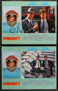 1w110 DRAGNET 8 LCs 1987 Dan Aykroyd as detective Joe Friday with Tom Hanks, border art by McGinty!