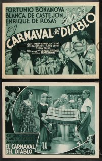 1w114 EL CARNAVAL DEL DIABLO 8 Spanish/US LCs 1936 Fortunio Bonanova in a carnival of the Devil!