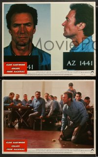 1w705 ESCAPE FROM ALCATRAZ 3 LCs 1979 Clint Eastwood in famous prison, directed by Don Siegel!