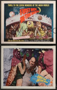 1w127 FIRST MEN IN THE MOON 8 LCs 1964 Ray Harryhausen, H.G. Wells, great alien images!