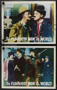 1w709 FUNNIEST MAN IN THE WORLD 3 LCs 1967 cool images of wacky Charlie Chaplin in action!