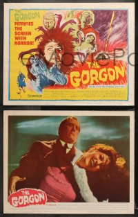 1w153 GORGON 8 LCs 1965 Peter Cushing, Terence Fisher directed Hammer horror, wonderful TC art!