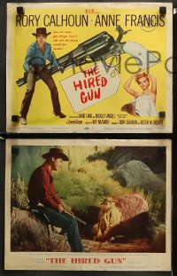 1w165 HIRED GUN 8 LCs 1957 great images of cowboy Rory Calhoun + Chuck Connnors!