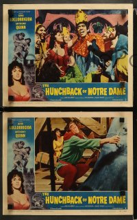 1w584 HUNCHBACK OF NOTRE DAME 4 LCs 1957 Anthony Quinn as Quasimodo, sexy Gina Lollobrigida!