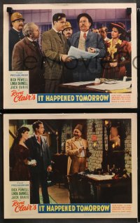 1w722 IT HAPPENED TOMORROW 3 LCs 1944 Dick Powell, Linda Darnell, Jack Oakie, directed by Rene Clair