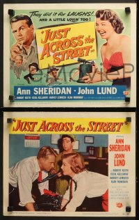 1w188 JUST ACROSS THE STREET 8 LCs 1952 sexy Ann Sheridan did it for laughs & a little lovin!
