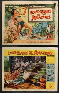 1w213 LOVE-SLAVES OF THE AMAZONS 8 LCs 1957 Gianna Segale, sexy barely-dressed female natives!
