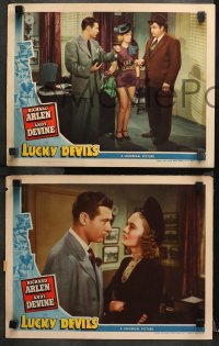 1w737 LUCKY DEVILS 3 LCs 1941 great images of Andy Devine with Richard Arlen, Janet Shaw!