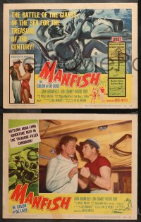 1w219 MANFISH 8 LCs 1956 aqua-lung divers in death struggle with each other & sea creatures!