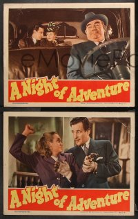 1w745 NIGHT OF ADVENTURE 3 LCs 1944 great images of Tom Conway, Audrey Long, Edward Brophy!