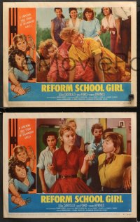 1w275 REFORM SCHOOL GIRL 8 LCs 1957 AIP bad girl behind prison cell bars, rare complete set!