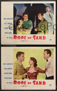1w757 ROPE OF SAND 3 LCs 1949 Burt Lancaster, Paul Henreid, sexy Corinne Calvet, Claude Rains!