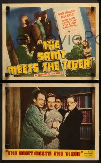 1w292 SAINT MEETS THE TIGER 8 LCs 1943 Hugh Sinclair as Leslie Charteris' detective, complete set!