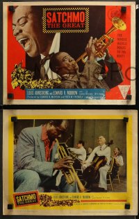 1w294 SATCHMO THE GREAT 8 LCs 1957 great images of Louis Armstrong playing his trumpet & singing!