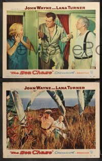 1w763 SEA CHASE 3 LCs 1955 great images of John Wayne, sexy Lana Turner, World War II!